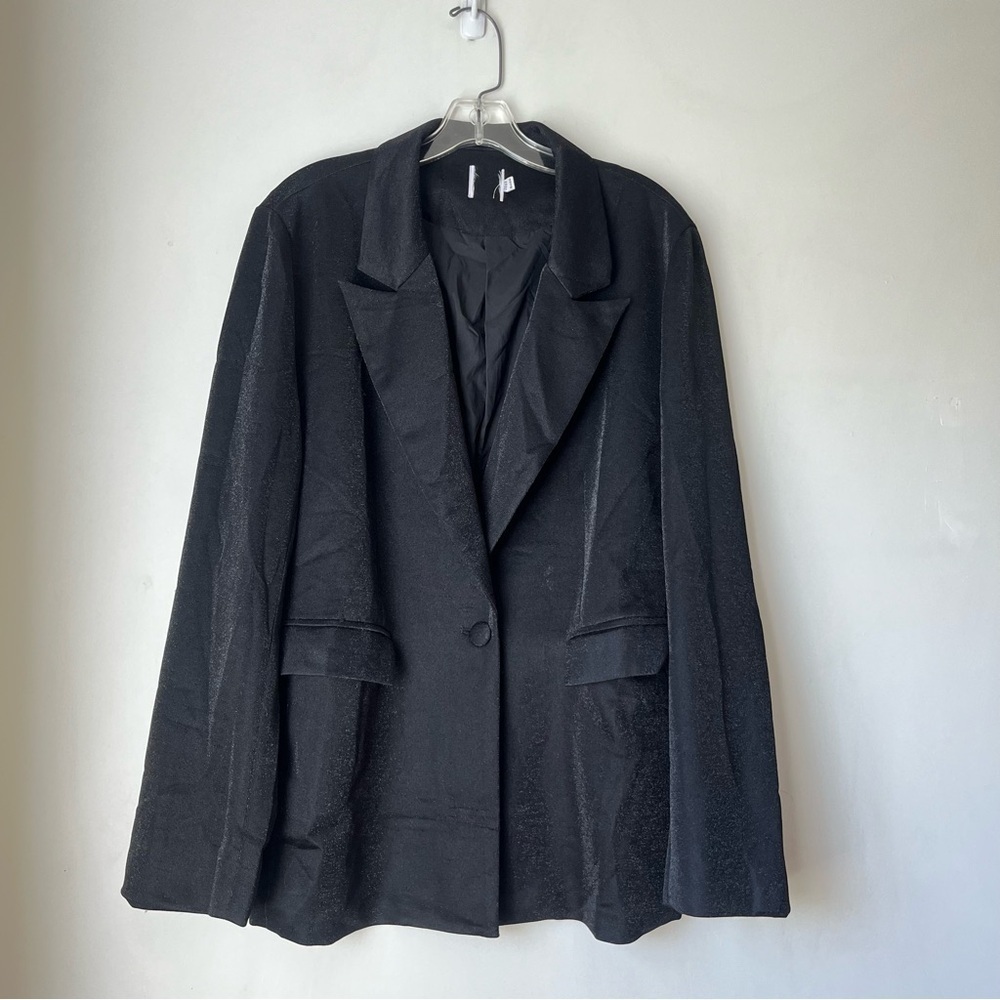 Princess Polly Croft Black Glitter Blazer Jacket 8